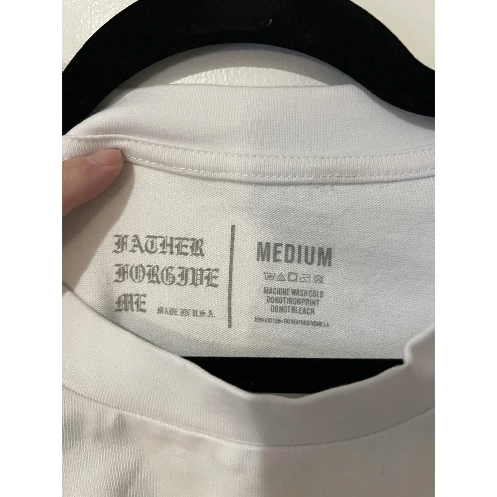 NWT Father Forgive Me Mens Size Medium White With Black Heavy‎ Quality Tee